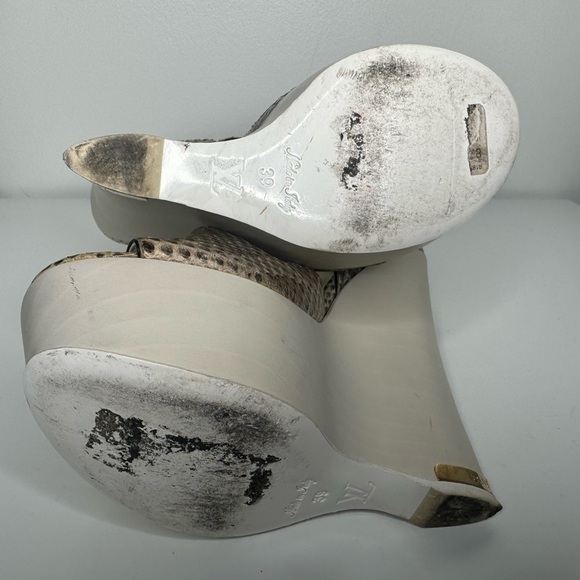 Louis Vuitton Brown Snakeskin Platform Wedges Sz 39 - Picture 6 of 7